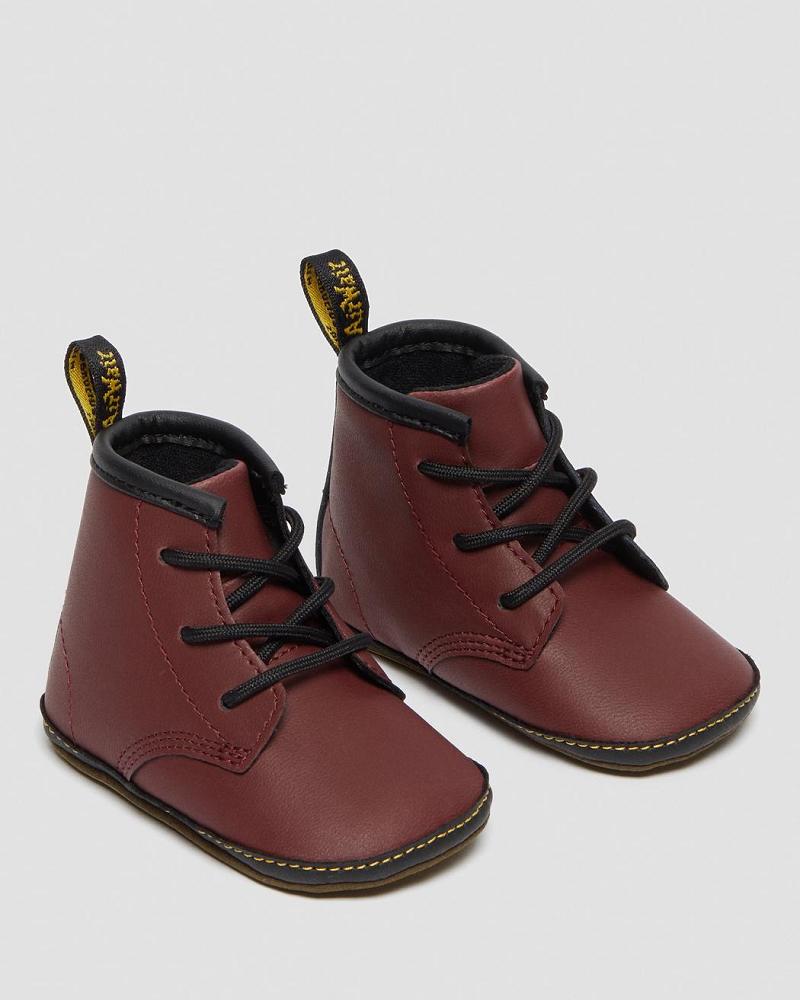 Pink / Red Kids' Dr Martens Newborn 1460 Auburn Leather Booties Casual Boots | CA 660EBC